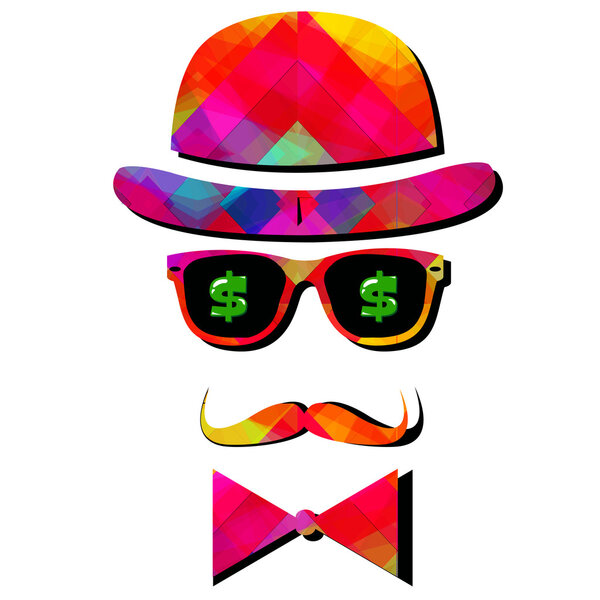 Vintage silhouette top hat and mustache