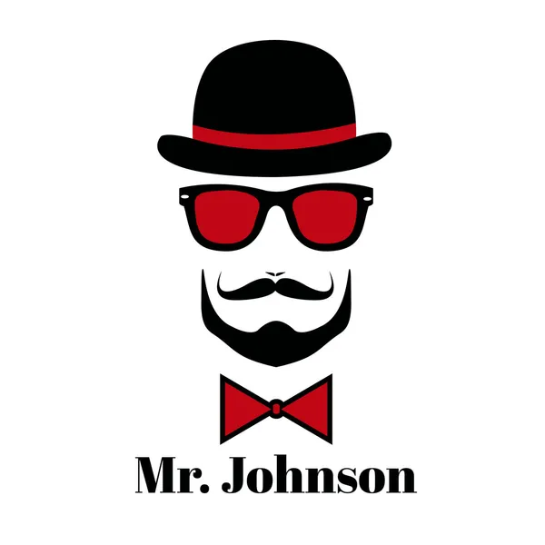 Vintage silhouette top hat and mustache — Stock Vector