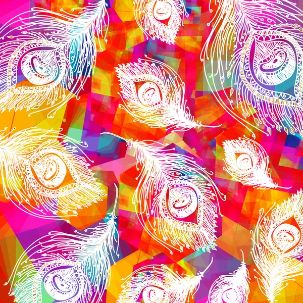 Modèle de fond motif des plumes de paon — Image vectorielle