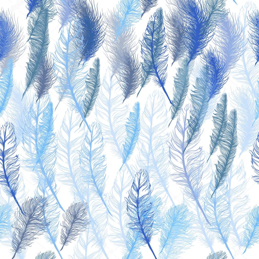 Set of seamless pattern vector feathers. EPS
