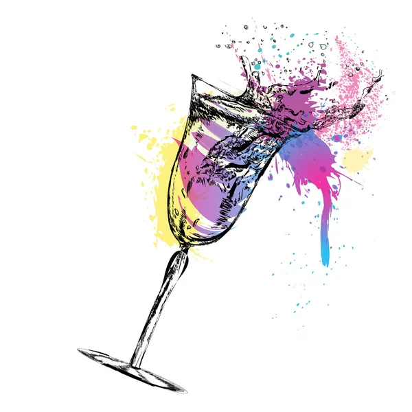 Martini-Cocktail mit Aquarellgrafik — Stockvektor