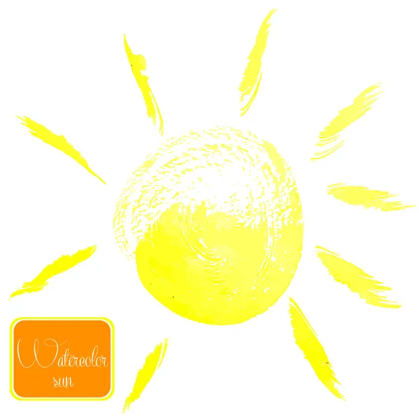 白い背景の上に水彩太陽 — ストックベクタ