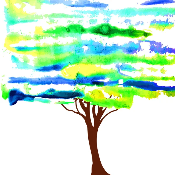 Illustrazione vettoriale in stile acquerello di un albero — Vettoriale Stock