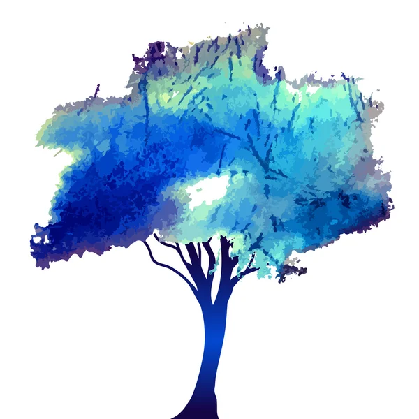 Estilo acuarela vector ilustración de un árbol — Vector de stock