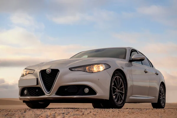 Alfa Romeo Giulia Meio Deserto Walvis Bay Namíbia — Fotografia de Stock