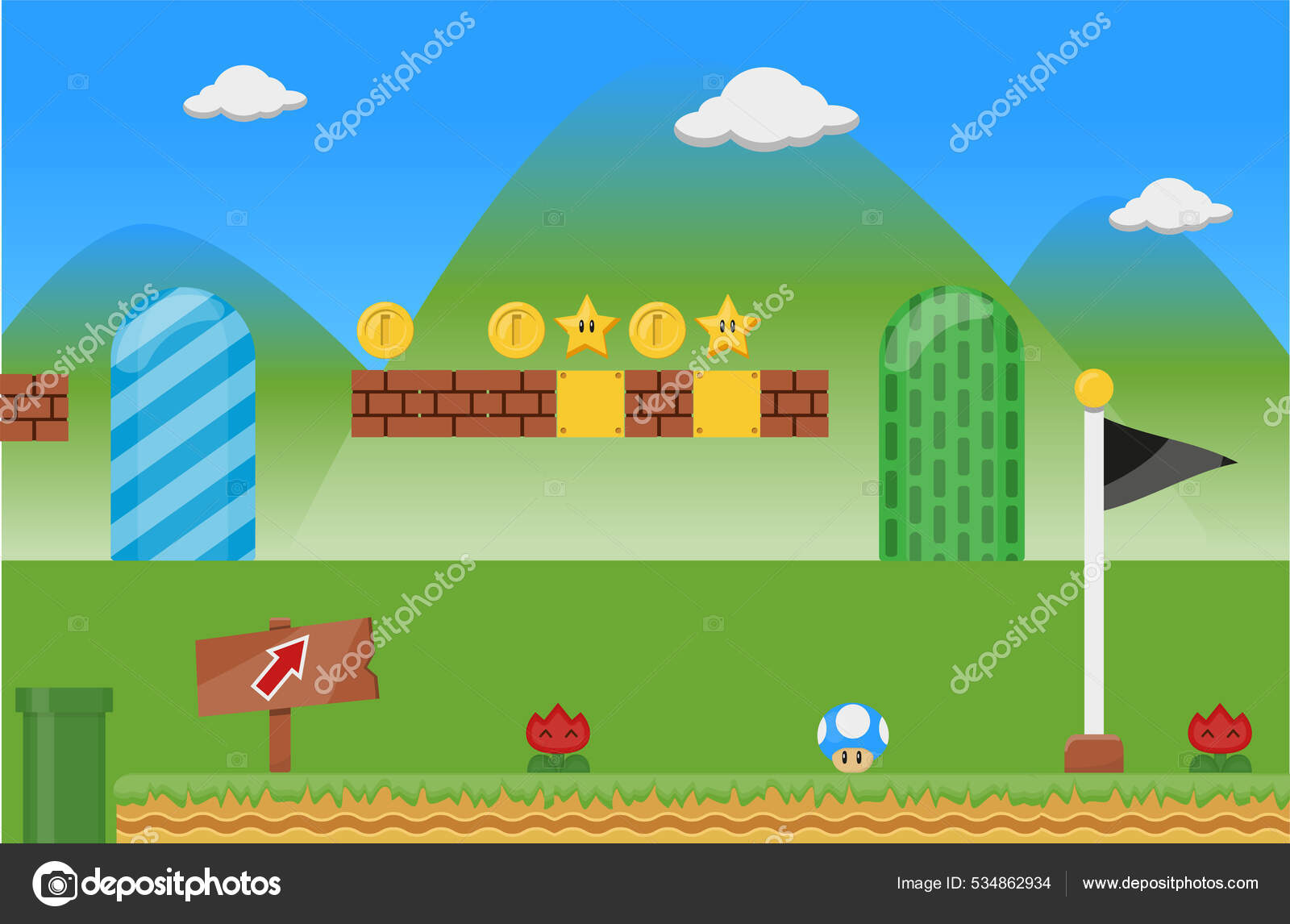 Desenhos animados Super Mario 3D pano de fundo, tema do jogo