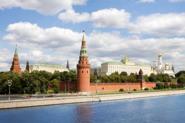Rusya'da Moskova kremlin ve Moskova Nehri, genel görünümü