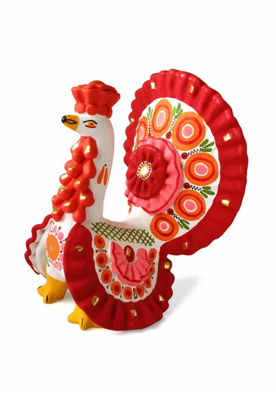 Peru galo - brinquedo tradicional russo "Dymkovskaya ". Imagem De Stock