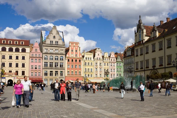 Plaza del Mercado en Wroclaw, Polonia — Foto de Stock