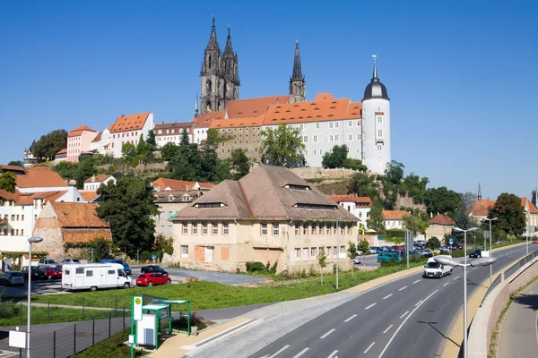 Paisaje urbano de Meissen con el castillo de Albrechtsburg — Foto de Stock