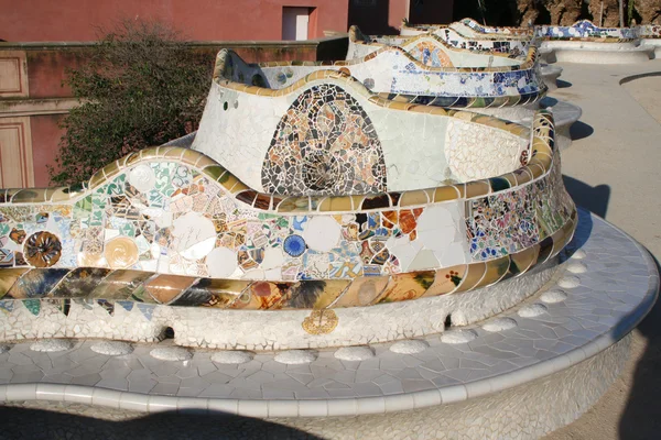 Mosaic bench in Guell park. Barcelona, Spain.