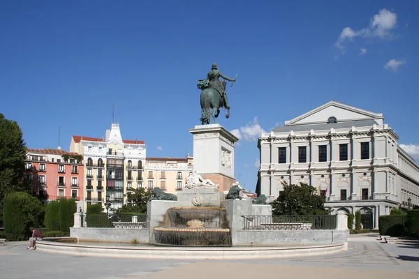 Oriente square i centrala madrid, Spanien. Royaltyfria Stockfoton