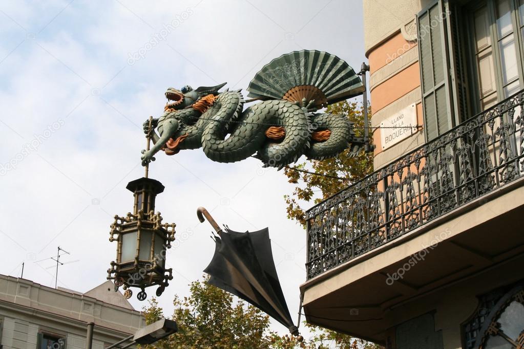 Chinese dragon on Ramblas street in Barcelona