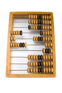 hesaplanmış toplamı ile eski ahşap abacus.