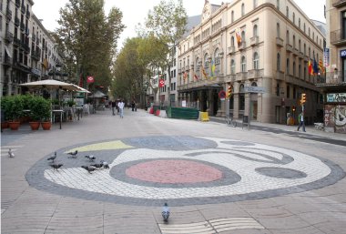 Boulevard rambla ile mozaik tarafından joan miro.