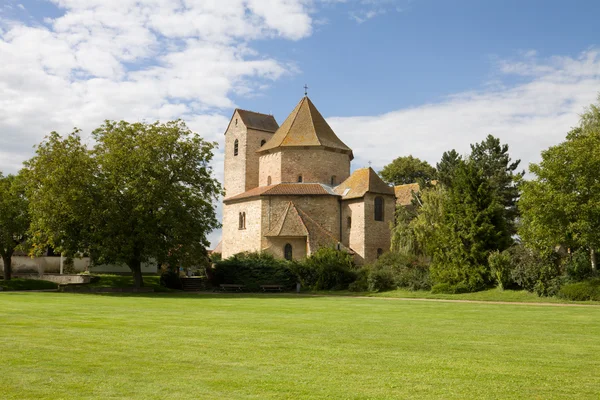 Ottmarsheim abdijkerk in Frankrijk bekijken Rechtenvrije Stockfoto's