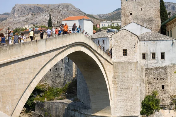 Mostar Bosna Hercegovina Srpna 2012 Slavný Starý Most Mostaru Starý — Stock fotografie