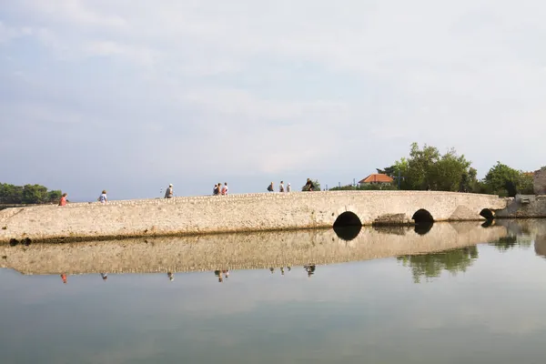 Nin Chorvatsko Září 2012 Starobylý Lávný Lávkový Most Ninu Nin — Stock fotografie