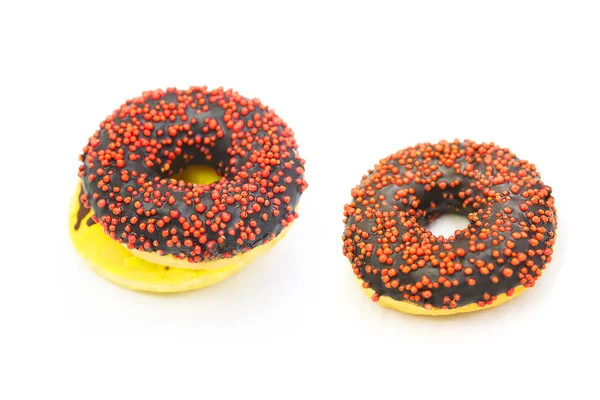 Donuts Appétissants Avec Glaçage Isolé Sur Fond Blanc — Photo