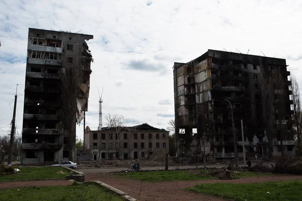 Borodyanka Regione Kiev Aprile 2022 Case Civili Residenziali Distrutte Bombe — Foto Stock