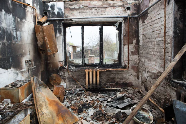 Makariv Kyiv Region April 2022 Residential Civilian Hous Destroyed Air — Stockfoto