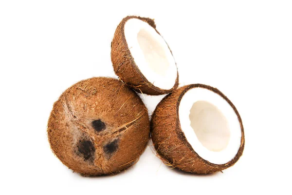 Kokosowy Dwa Jeden Który Splitu Białym Tle Białym Tle — Zdjęcie stockowe