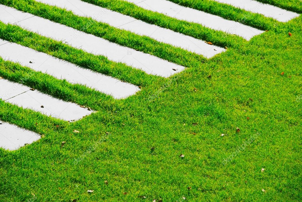 Pedestrian crossing on grass