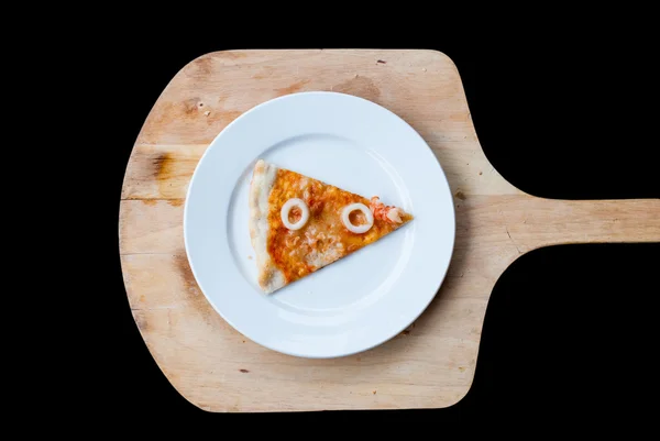 Mořské plody pizza plátek — Stock fotografie