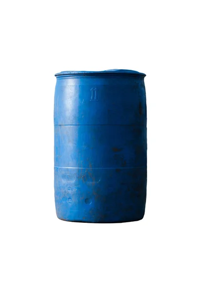 Blue plastic 200 litre isolated on white — Stock Photo, Image