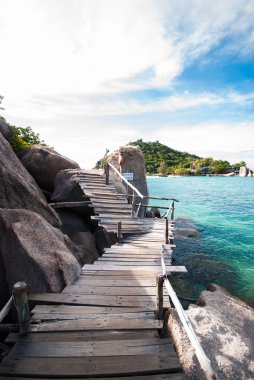 rock ile ahşap köprü