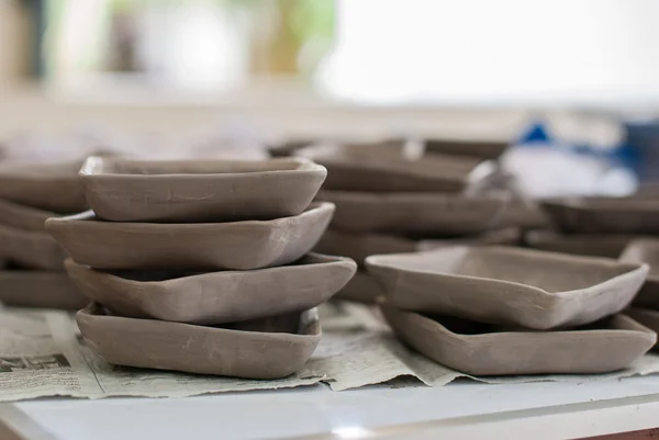 Handmade ceramic plates — Stock Photo, Image