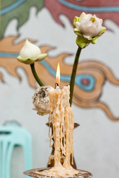 Burning old candle vintage — Stock Photo, Image