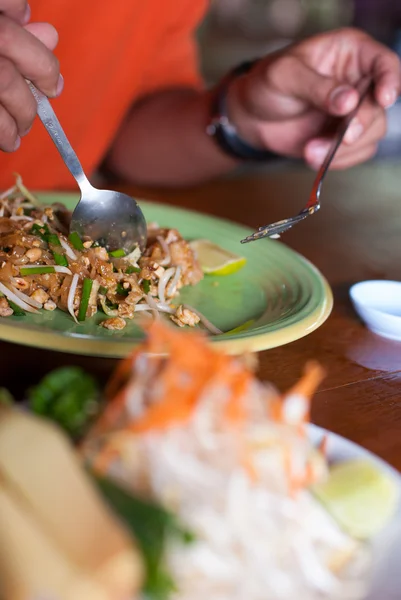 Pad Thai tavuk ve domuz yemek — Stok fotoğraf