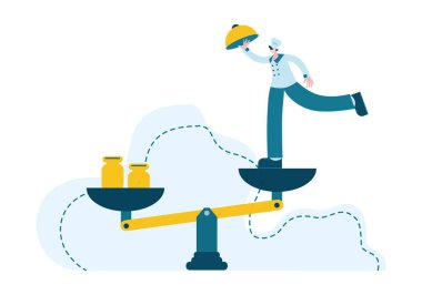 Pul aşçılara karşı. Aşçılık yarışması. Fast food restoranları zincirinde uygun iş tanıtım ve strateji geliştirme kavramı. Hızlı müşteri hizmetleri, düzgün servis.. 