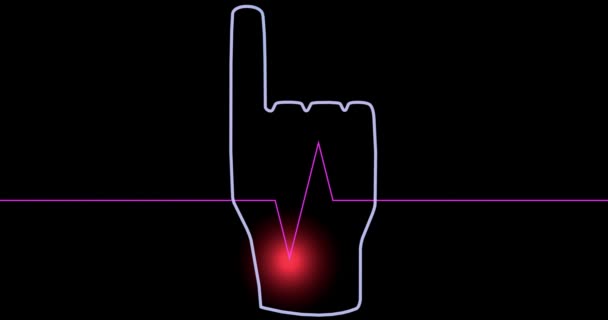 Animation Hand Moving Cardiogram Pulse Heartbeat Screensaver Concept Monitoring One — Stock Video