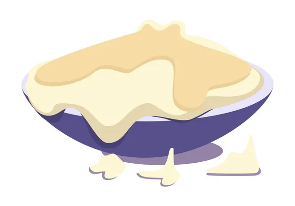 ボウルに小麦粉から酵母生地 ベーキング デザートのシリーズからコラージュ パン製品 グラフィック ベクトル フラットスタイル漫画の描画 — ストックベクタ