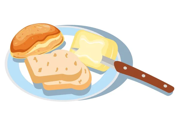 토스트를 음식을 놓습니다 아침이야 벡터입니다 디자인을 콜라주 — 스톡 벡터