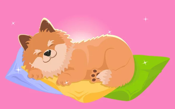 Sleeping Dog Dibujo Dibujos Animados Lindo Amable Perro Dormido Vector — Vector de stock