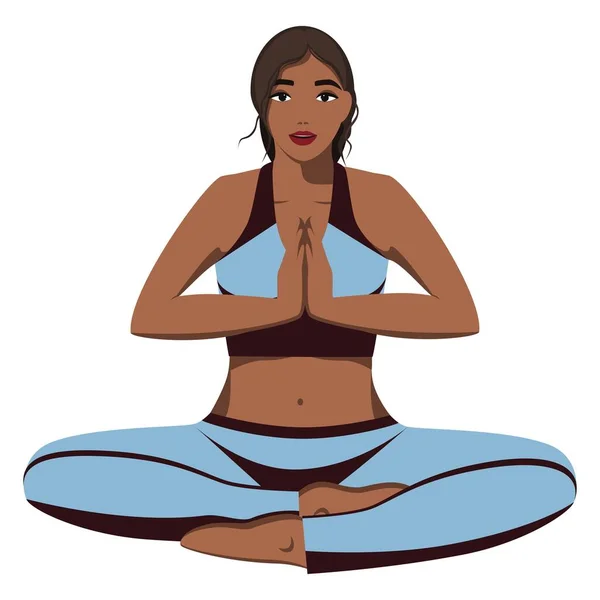 Yoga Women Yoga Graphics Vector Ethnicity Africa Asia India Flat — Stock Vector