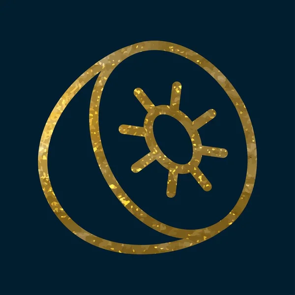 Gold Kiwi Badge Berry Symbol Scribble Style Emblem Vector Outline — Stockvektor