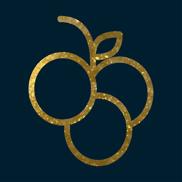 Gold Grape Badge Berry Symbol Scribble Style Emblem Vector Outline —  Vetores de Stock