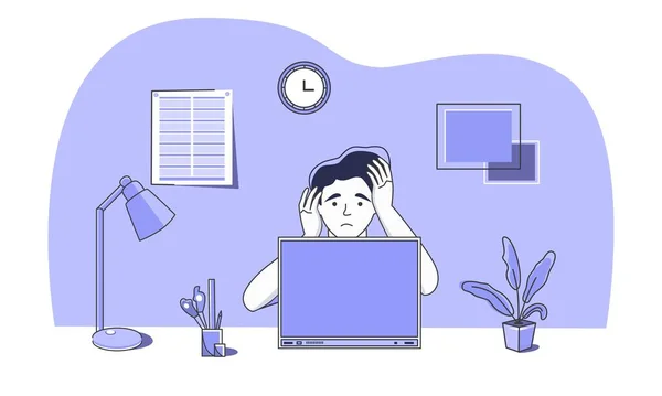 Άγχος Στη Δουλειά Κατάθλιψη Νιώθω Άσχημα Κατά Διάρκεια Της Ημέρας — Διανυσματικό Αρχείο