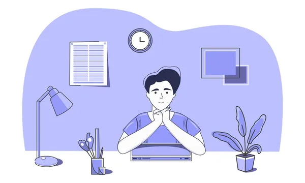 Personnage Terminé Son Travail Profite Maintenant Son Repos Plaisir Travail — Image vectorielle