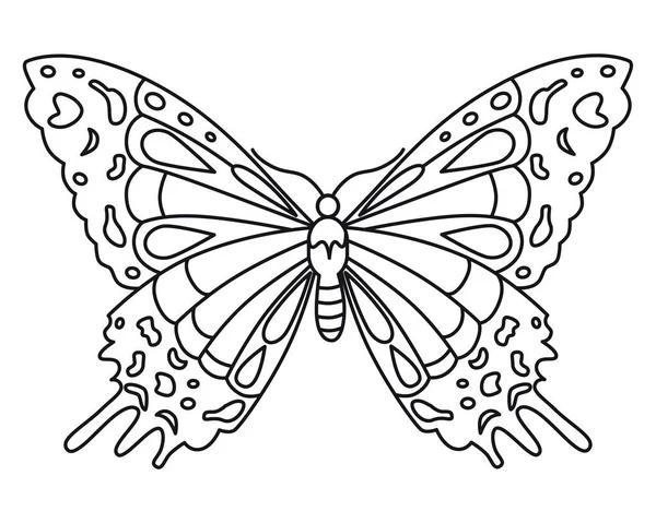 Butterfly Vintage Vector Drawing Flat Outline Style Close Used Stencils — Stock Vector