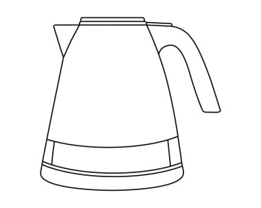 Elektrikli çaydanlık. Taslak çizim. Yakın plan. Grafikler. Vektör. Robot resim. Karalayın. Dergiler, boyama kitapları, şablonlar, çizimler, şablonlar için web tasarımında kullanılır..