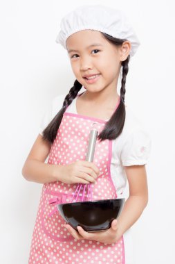 pembe önlük giyen küçük Asya şirin Şef