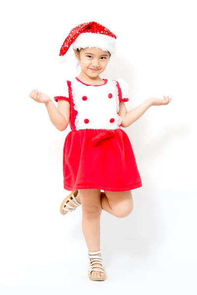 Little Asian girl on christmas isolated in white — Stock Photo, Image