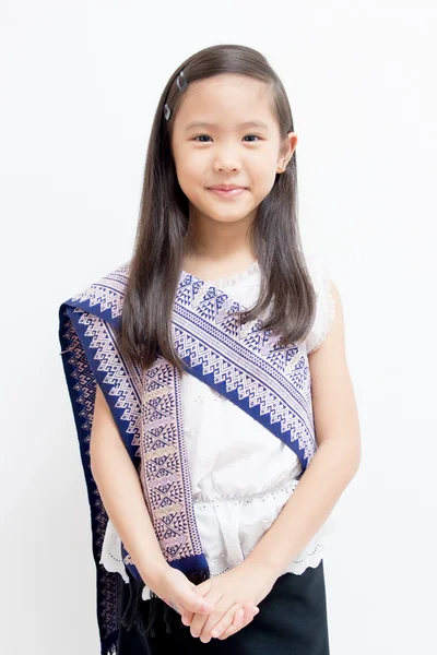 Pequena criança tailandesa em vestido tradicional — Fotografia de Stock