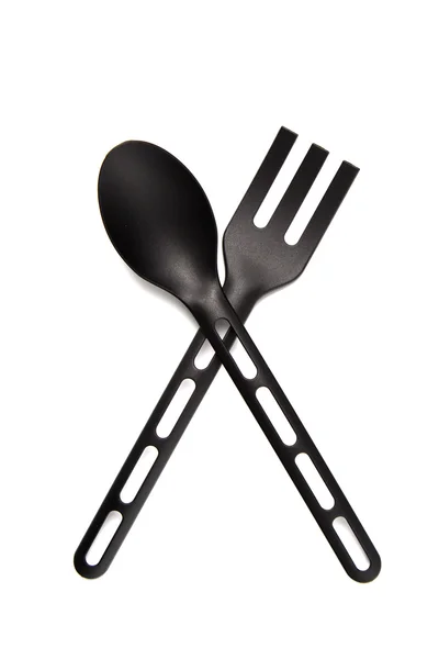 塑料叉子和勺子 — 图库照片