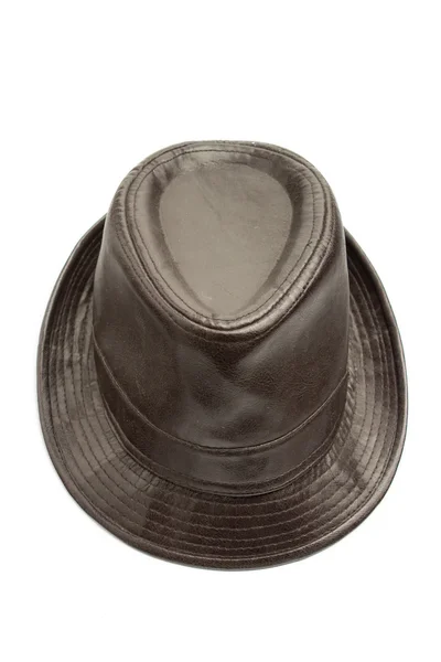 Chapéu castanho isolado sobre branco — Fotografia de Stock
